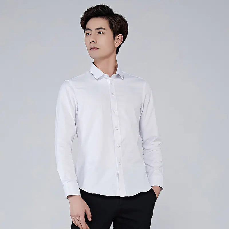Men's Solid Color Stain-Resistant Long Sleeve Shirt