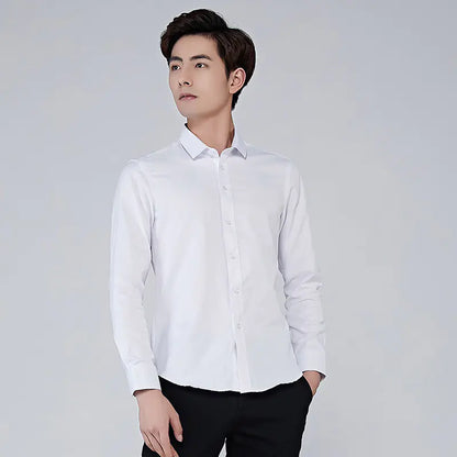 Men's Solid Color Stain-Resistant Long Sleeve Shirt