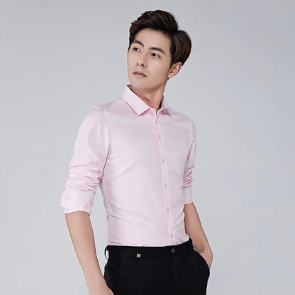 Men's Solid Color Stain-Resistant Long Sleeve Shirt