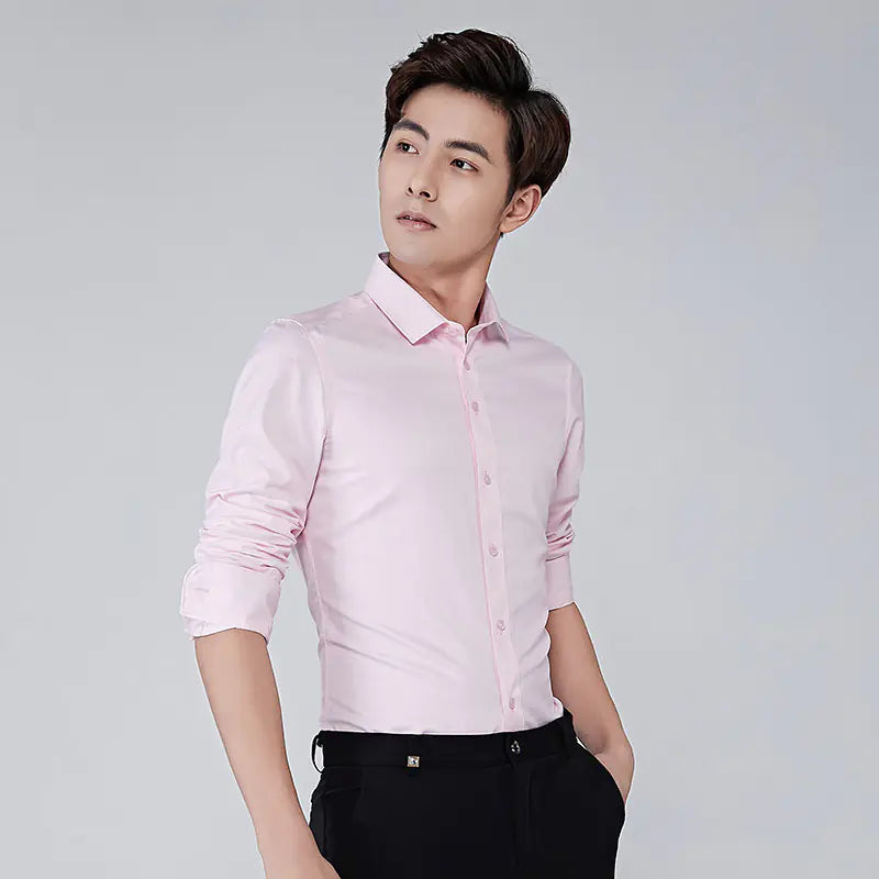 Men's Solid Color Stain-Resistant Long Sleeve Shirt