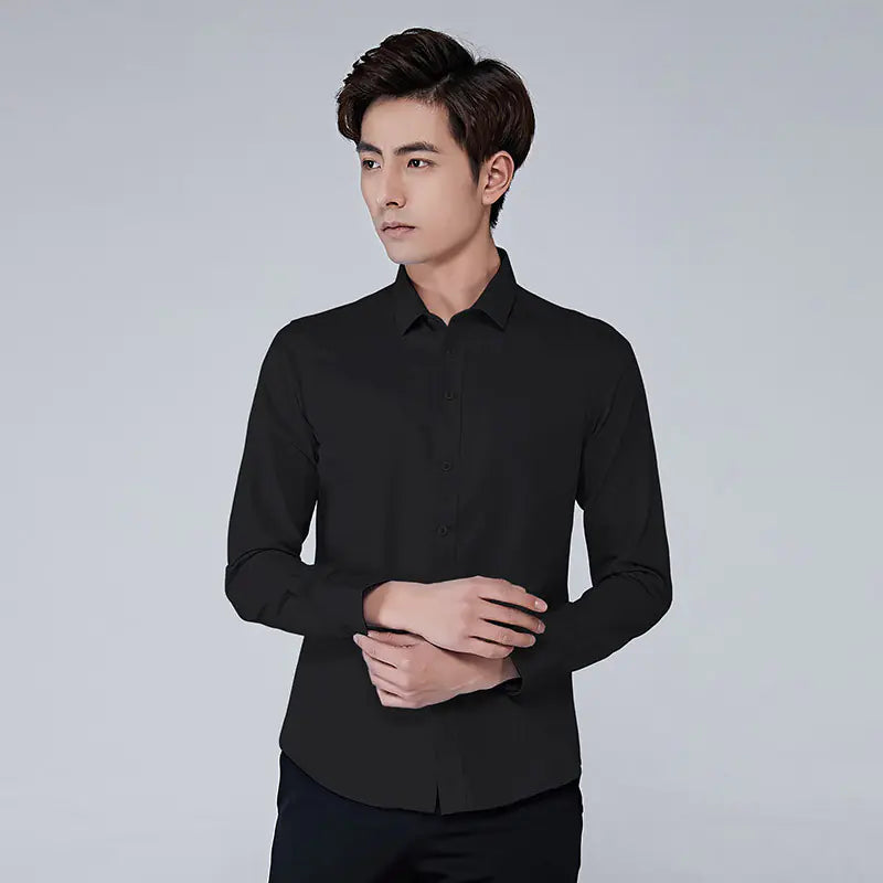 Men's Solid Color Stain-Resistant Long Sleeve Shirt