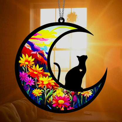 PLOJOP Cat Memorial Suncatcher for Pet Lovers Personalized with Name Custom Pet Loss Suncatcher Dog Memorial Gifts for Loss of Dog Dog Memorial Ornament Loss of Pet Sympathy Gift