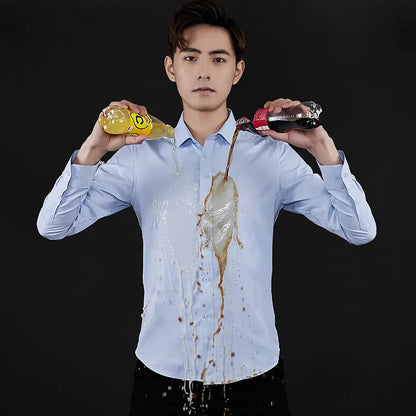 Men's Solid Color Stain-Resistant Long Sleeve Shirt